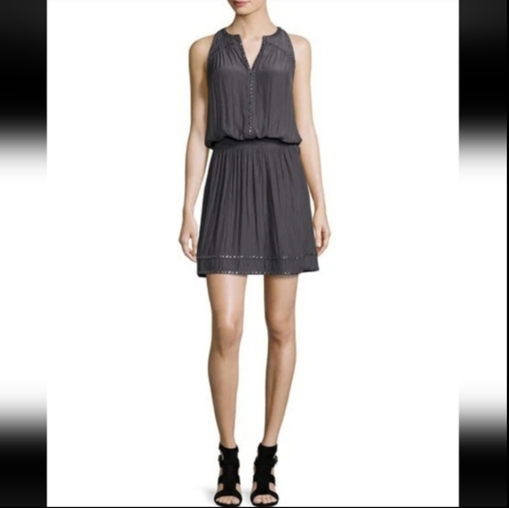 Ramy Brook Brittney Studded Blouson Silk Mini Dress